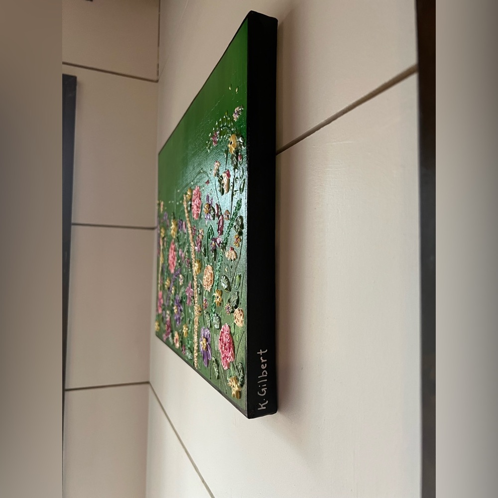 Original Textured Floral Garden Painting – Mixed Media on Canvas - Picture 3 of 4